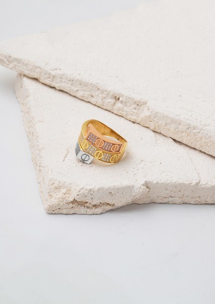 Üç Renkli 14 Ayar Altın Vidalı Yüzük modelleri