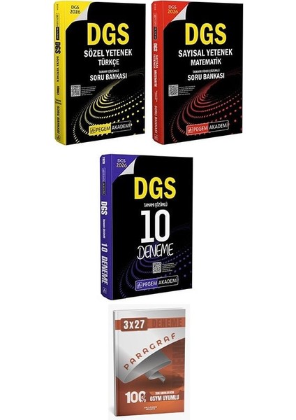 Pegem 2026 Dgs Türkçe Sözel Mantık + Matematik Sayısal Mantık Soru Bankası + 10 Deneme 3 Lü Set Anlakazan Paragraf