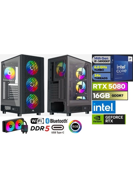 16 GB RTX 5080 i9-14900KF 32GB RAM 1TB SSD DDR5 RGB ULTRA GAMİNG DESKTOP PC