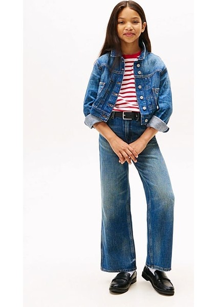 Kız Çocuk Sırtı Nakış Işlemeli Denim Ceket - Mavi fiyatları