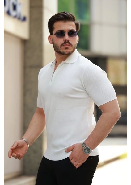 Erkek Fermuarlı Yakalı Kısa Kollu Tshirt fiyatları