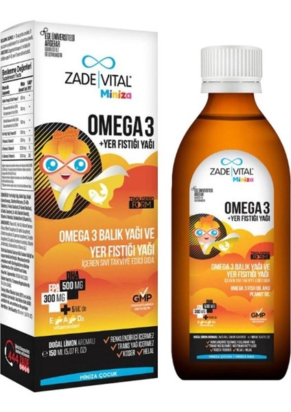 Miniza Omega 3 - Yer Fıstığı Yağı Içeren Sıvı Takviye Edici Gıda 150 ml modelleri