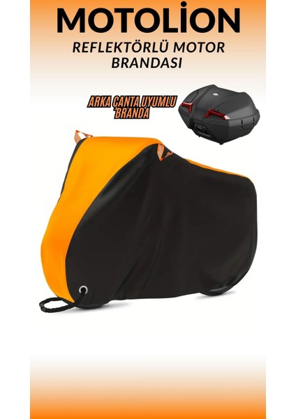Rks Tnt 202 Arka Çanta Uyumlu Motosiklet Brandası Turuncu Üstlü Siyah Renkli Örtü