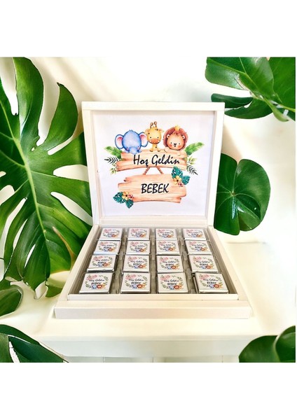 (Elit Çikolata )Safari Isme Özel Isimli Bebek Çikolatası 48LI Doğum-Doğum Günü-Hediyelik Çikolata