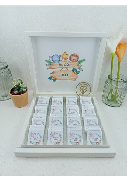 (Elit Çikolata )Safari Isme Özel Isimli Bebek Çikolatası 48LI Doğum-Doğum Günü-Hediyelik Çikolata indirimleri