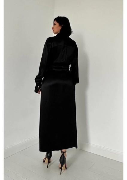 Siyah Kuşaklı Gömlek Elbise fırsatları