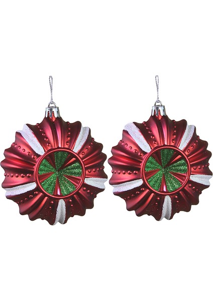 Yılbaşı Süsü Lüks Top 2'li Kırmızı Yeşil 10 cm