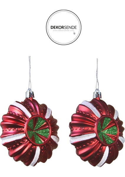 Yılbaşı Süsü Lüks Top 2'li Kırmızı Yeşil 10 cm fiyatları