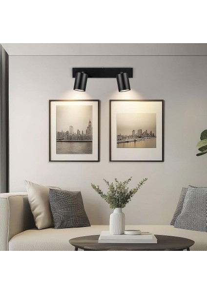 Modern Siyah Mutfak,salon,giyinme Odası,cafeler Için Gün Işiğı Metal1 2li Spot(Ampul Dahil)