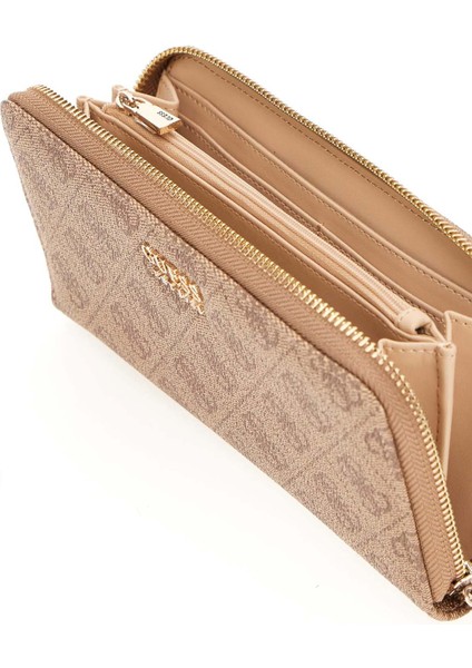 Kadın Brenton Fermuarlı Logolu Uzun Cüzdan - Latte modelleri