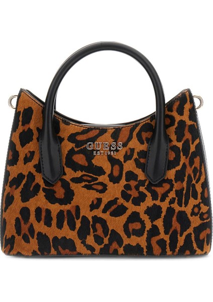 Kadın Leopar Desenli Tüy Dokulu Deri El Çantası - Mix