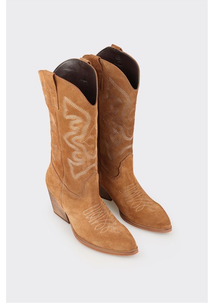 Taba Deri Kadın Western Çizme fiyatları