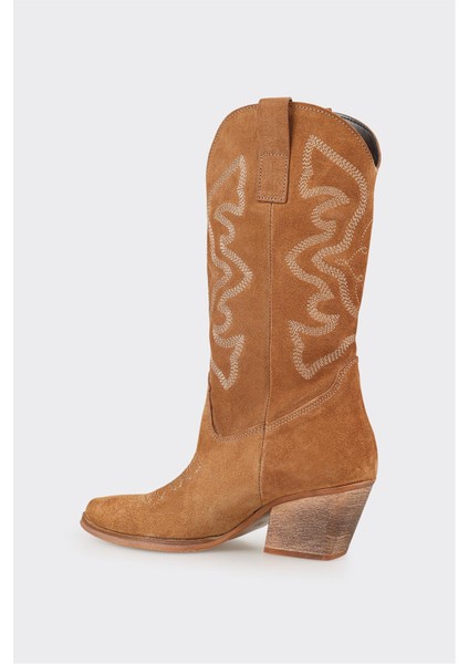 Taba Deri Kadın Western Çizme modelleri