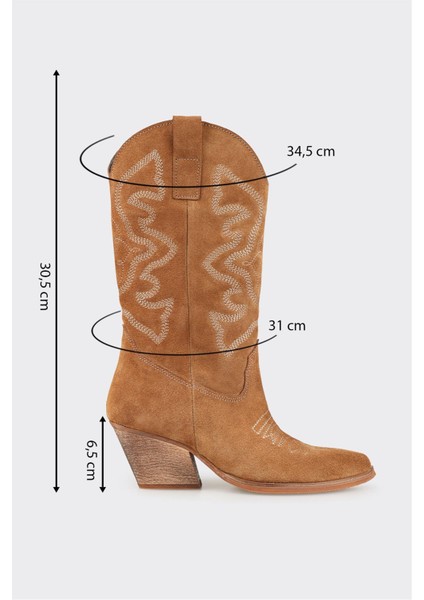 Taba Deri Kadın Western Çizme indirimleri