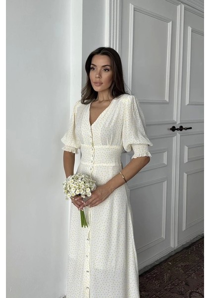 Sarı Arka ve Bel Ucu Gipeli Elbise fırsatları