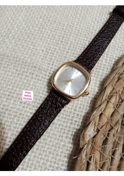 Marka Model Retro Still Vintage Oval Gold Kasa - Koyu Kahve Kordon Kadın Kol Saati 0021