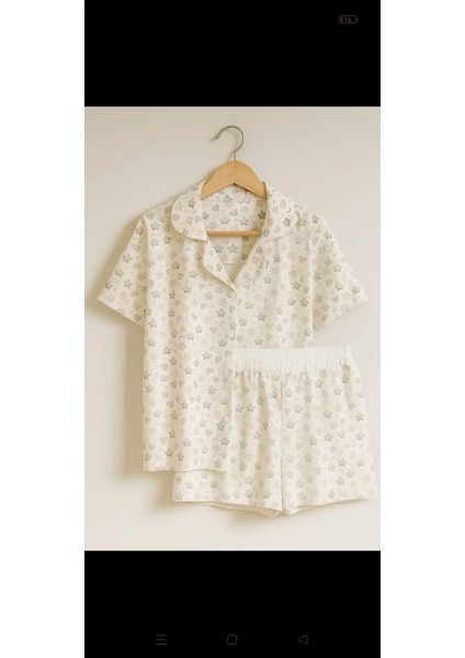 Yıldız Desenli Pamuklu Yakalı Pijama Takımı