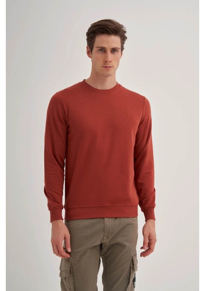 Bisiklet Yaka Kiremit Erkek Sweatshirt 56100