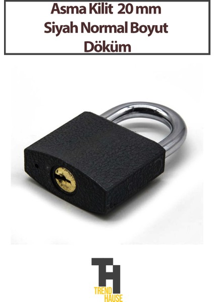 Asma Kilit Siyah 20 mm Normal Boyut Döküm