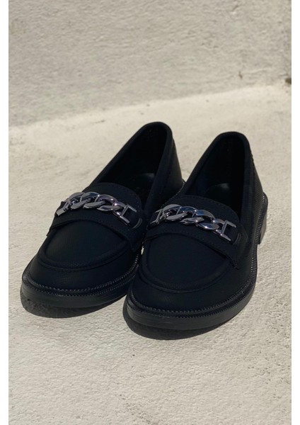 Entra Nubuk Siyah Kadın Loafer