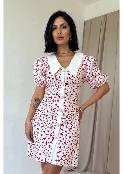 Fuşya Önlük Yakalı Poplin Elbise fiyatları