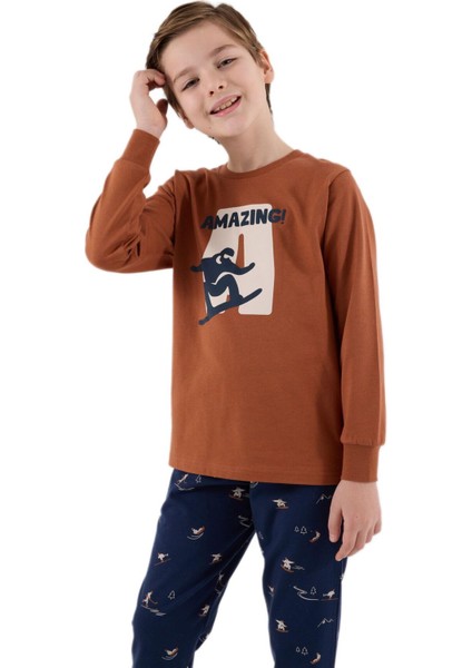 Erkek Çocuk Kahve Pijama Takımı 3516-2 fiyatları