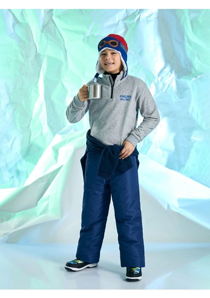 Lcw Kids Gri Dik Yaka Nakışlı Uzun Kollu Polar Erkek Çocuk Sweatshirt