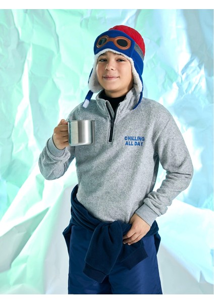 Lcw Kids Gri Dik Yaka Nakışlı Uzun Kollu Polar Erkek Çocuk Sweatshirt fiyatları