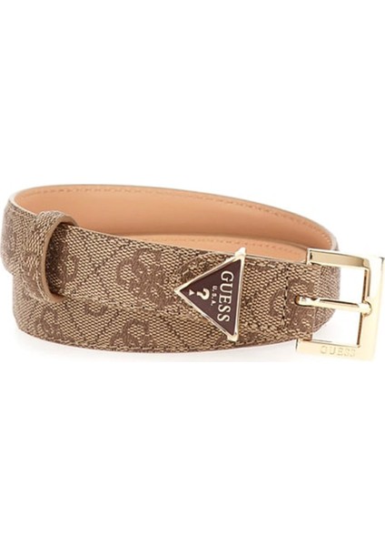 Kadın Monogram Desenli Üçgen Aksesuarlı Kemer - Kahverengi