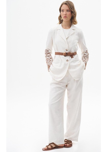 Kadın Nakış Işlemeli Ikili Takım-Ekru