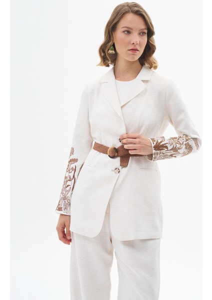 Kadın Nakış Işlemeli Ikili Takım-Ekru fiyatları