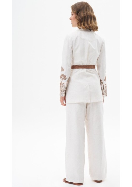 Kadın Nakış Işlemeli Ikili Takım-Ekru