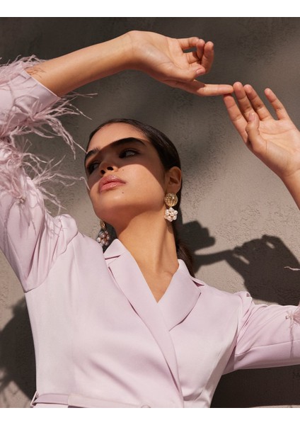 Püskül Detaylı Takım-Açık Leylak fiyatları