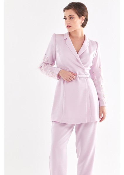 Püskül Detaylı Takım-Açık Leylak