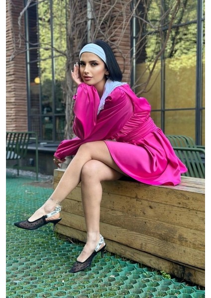 Fuşya Bebe Yakalı Elbise