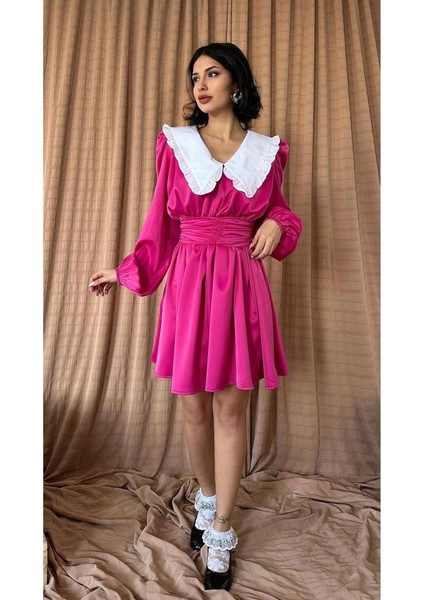 Fuşya Bebe Yakalı Elbise fiyatları