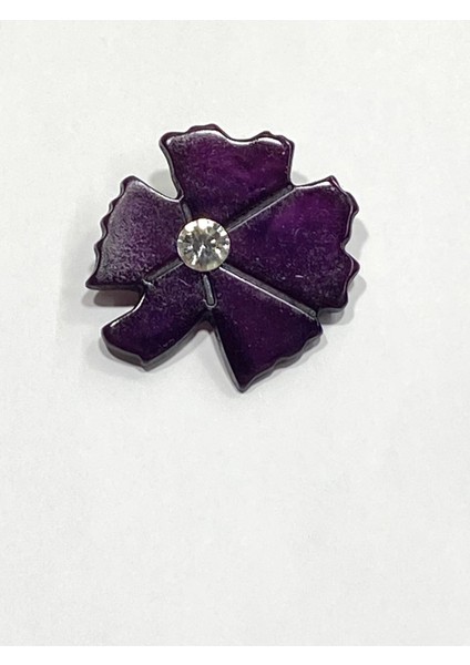 Tek Taşlı Broş / Çiçek Broş / 4 cm