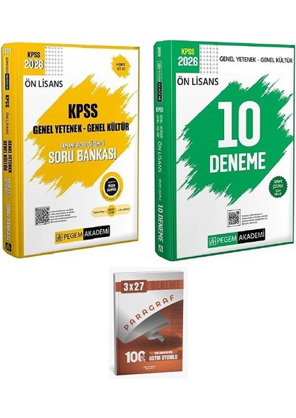 Pegem 2026 Kpss Ön Lisans Soru Bankası + 10 Deneme 2 Li Set Anlakazan Paragraf