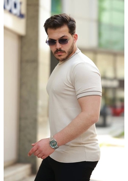 Erkek Bisiklet Yaka Ribanalı Kısa Kollu Tshirt fiyatları