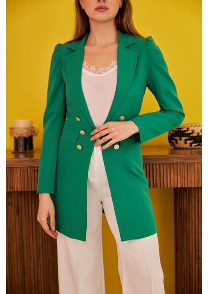 Yeşil Blazer Düğmeli Ceket modelleri