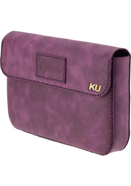 Isme Özel Çıtçıtlı Küçük El Çantası - %100 Rainbow Deri - AC14001 - Mor modelleri