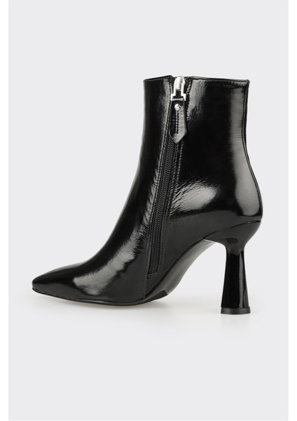 Siyah Deri Kadın Topuklu Bot modelleri