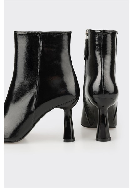 Siyah Deri Kadın Topuklu Bot fırsatları