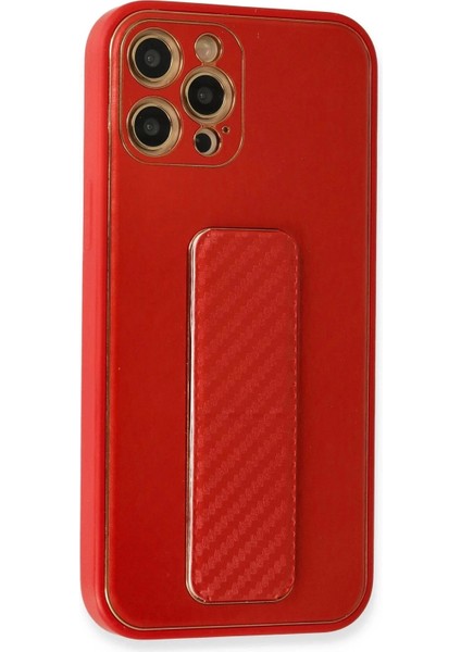 Newface iPhone 12 Pro Kılıf Coco Karbon Standlı Kapak - Kırmızı fiyatları