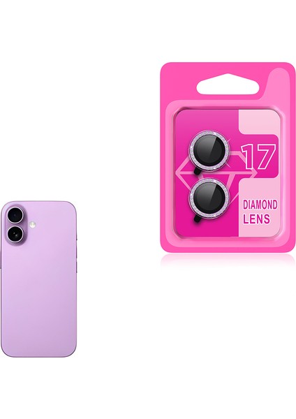 iPhone 17 Kamera Lens Koruyucu Renkli Elmas Taşlı Temperli Cam Koruyucu Cl-06