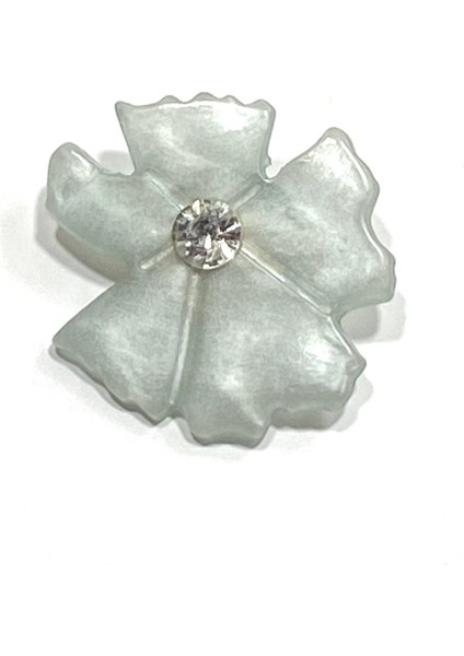 Tek Taşlı Broş / Çiçek Broş / 4 cm