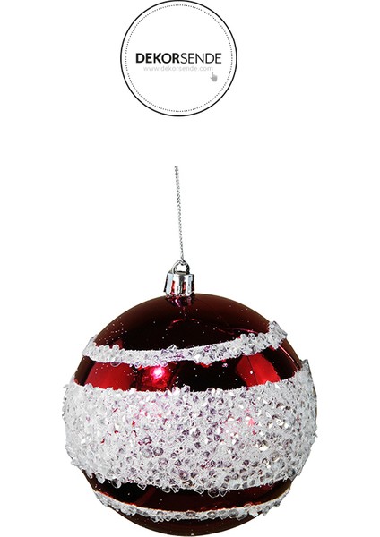 Yılbaşı Süsü Çizgili 2'li Top Kırmızı Beyaz 10 cm fiyatları
