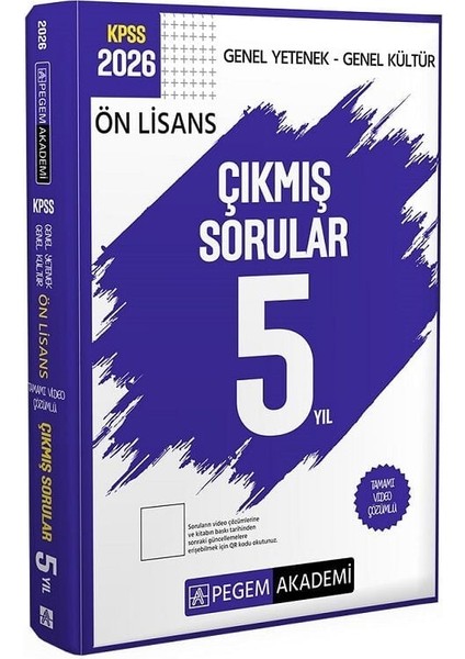 Pegem 2026 Kpss Ön Lisans Çıkmış Sorular Son 5 Yıl Çözümlü Pegem Akademi Yayınları