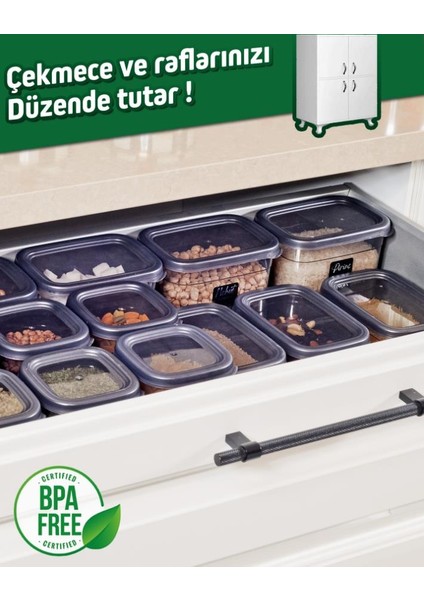 Kare Bakliyat Baharat Gıda Saklama Kabı - 1.7 Lt. - 12 Adet fırsatları