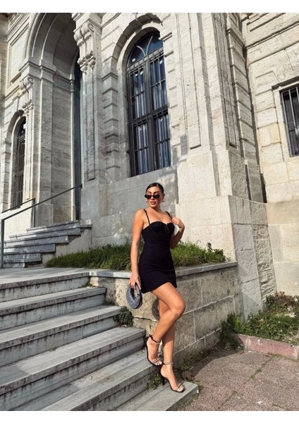 Kadın Omuz Askılı File Kumaş Likralı Mini Elbise fiyatları